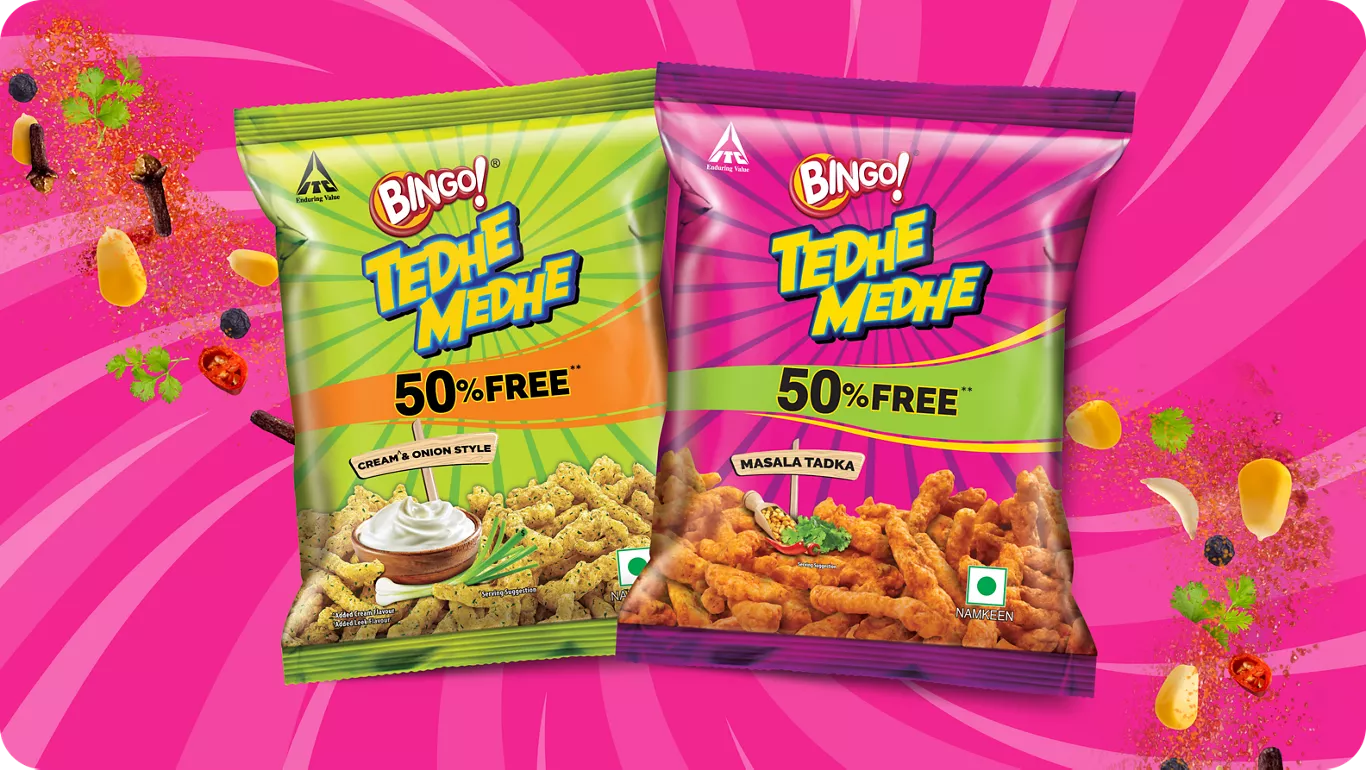 Bingo Tedhe Medhe Cream & Onion Snack Bingo Snacks